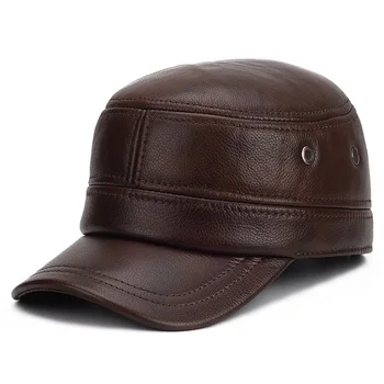 Harppihop erkek hakiki deri beyzbol şapkası marka yeni kış sıcak gerçek inek deri kapaklar şapkalar