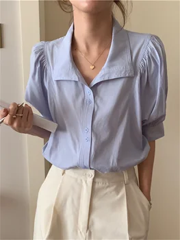 HziriP Kadın Gömlek Minimalist Yeni Varış İnce Kısa Kollu 2022 Zarif Moda Ofis Bayan Yaz İş Elbisesi Sıcak Rahat Mujer
