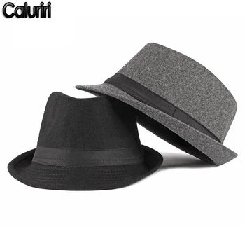 Ilkbahar Sonbahar İngiliz erkek Şapka Yeni Moda Rahat Şık Orta Yaş Yün Kadın Keçe Siyah Caz Fedora Şapka Kış için ZZ-255