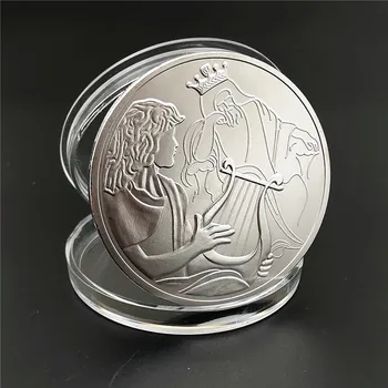 Italyan David Oynar Arp Gümüş hatıra paraları Kral Saul, Tarihi ve Kültürel Hikayeler gümüş paralar Koleksiyon