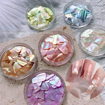 Japon tırnak süper ince kabuk parça takı şeker renk düzensiz kırılabilir Aurora sihirli abalone parça doğal kabuk