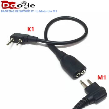 K1 to M1 Adaptörü Baofeng Kenwood TYT 2pin radyo Motorola Hytera'nın 2pin kulaklık, K M Kablo Adaptörü