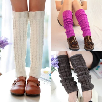 Kadın Kış Bacak ısıtıcıları Örgü Tığ Örme Çorap Diz Yüksek bot paçaları Kız Sevimli Çorap Tayt Moda 2021 Yeni Trend