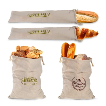 Keten ekmek poşetleri, Yeniden Kullanılabilir İpli Çanta Somun, Ev Yapımı Artisan Ekmek saklama çantası, Keten ekmek poşetleri Baget