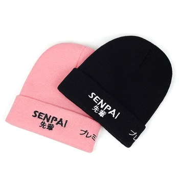 Kore versiyonu SENPAİ nakış yün şapka açık rüzgar geçirmez sıcak şapka moda hip hop açık spor eğlence kap vahşi kapaklar