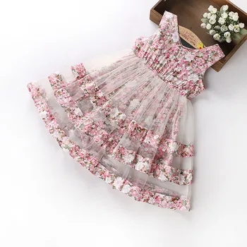 Kızlar Dantel baskı Elbise 2018 Yaz sevimli toddler kız elbise Çocuklar Parti Düğün Kızlar İçin elbiseler kostüm 3 4 5 6 8 9 10 12 Yıl