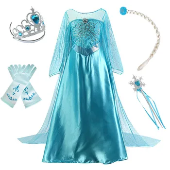 Kızlar Prenses Elbise Çocuklar Elsa Cosplay Kar Kraliçesi 2 Disguise Çocuk Karnaval Doğum Günü Partisi Fantezi Elza Kristal Kostüm Elbise