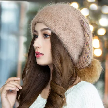 Kış Kadın Örme bere Moda Sıcak Kış Kulaklığı Karışımlı Katı Şapkalar Eğlence Rüzgar Geçirmez Kadın Skullies Kapaklar