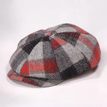 Kış Kış Newsboy Kapaklar Kadın Sekizgen Şapka Adam Doruğa Kap Yün Ressam Şapka İngiliz Ekose Bere Şapka Flatcap Ivy Kap