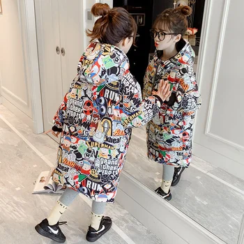 Kış çocuk Graffiti Giyim Aşağı balon ceket Parkas Genç Kız kadın Ceketleri Palto Kar Takım Elbise Çocuk Giysileri