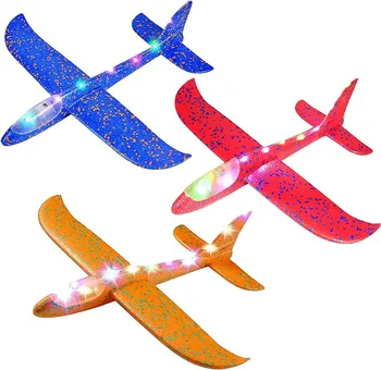 Led ışık Uçak 48cm Atma Köpük Uçak Planör Uçak Uçan Oyuncak Çocuklar için Hediyeler Açık Spor Oyuncaklar Doğum Günü Partisi İyilik hediye