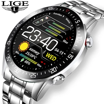 LIGE Lüks marka erkek saatler 2022 Yeni çelik bant Spor izle Kalp hızı kan basıncı Aktivite izci akıllı saat Erkekler İçin