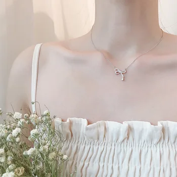 LIVVY Gümüş Renk Narin Mikro Açacağı Zirkon Ilmek Kristal kolye Kolye Kadın Klavikula Zinciri Yeni moda takı