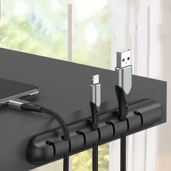 Masa kablo düzenleyici Silikon USB kablosu Sarıcı masaüstü Araç Yönetimi Klipleri Veri Kulaklık Kulaklık Fare Tel Organizatör