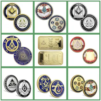 Masonik Mücadelesi Coin Seti 12 Paraları Dini Mason Sanat Hatıra Ana Mason Altın Gümüş Sikke Kardeşlik Babalık Hediye