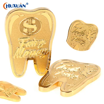 Metal 3D Madalyon Diş Perisi Para Çocuk Madalyon Altın Kaplama Kabartmalı hatıra parası Diş Şekli Rozeti Ücretsiz Kargo