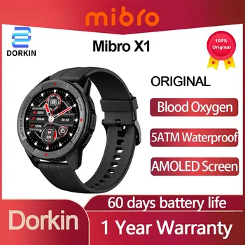 Mibro X1 akıllı saat 5ATM Su Geçirmez Smartwatch Erkekler Kadınlar Android IOS Spor Spor İzle nabız monitörü Kan Oksijen