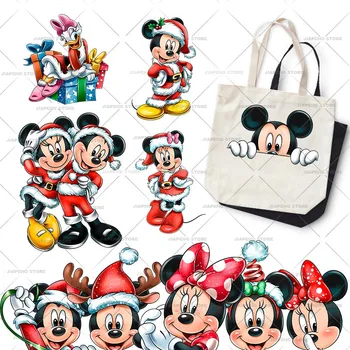 Mickey Mouse noel baskı ısı transferi vinil çıkartmalar giysi Minnie Papatya Lüks demir on yamalar çanta hediye dekor DIY