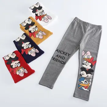 Moda Karikatür Mickey Arkadaşlar Donald Ördek Minnie Baskı Kız Tayt Bebek Sıska Sıcak Pantolon çocuk pantolonu Koreli Çocuk Giysileri