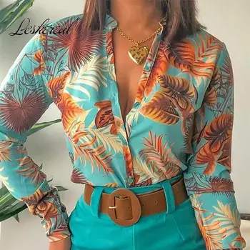 Moda Uzun Kollu V Yaka Baskı Kadın Gömlek 2022 Sonbahar Casual Bluz Zarif Bayan Üstleri Ve Bluzlar Üst Femme Gömlek