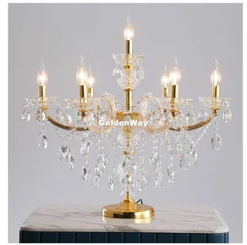 Modern Maria Theresa Kristal masa lambası Zemin Aydınlatma Modern Masa Lambası Açık Altın Zemin Lambası 7L D70cm H60cm %100 % Garantili