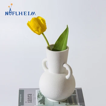 NIFLHEIM İskandinav Beyaz Seramik Çiçek Vazo Kabak Heykelcik Ekici Çiçekler için Lüks Ev Oturma Odası İç Masaüstü Dekorasyon