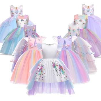 Noel Küçük Kızlar Giyinmek Çiçek Unicorn Kostüm Pageant Prenses parti giysileri Doğum Günü Partisi Balo Fantezi Disguise