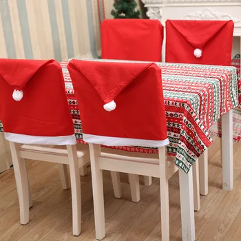 noel sandalyesi kapakları Kırmızı Noel Baba Şapka Sandalye Arka Kapakları Masa Parti Dekor Yeni Yıl navidad 2020 decoraciones para el hogar