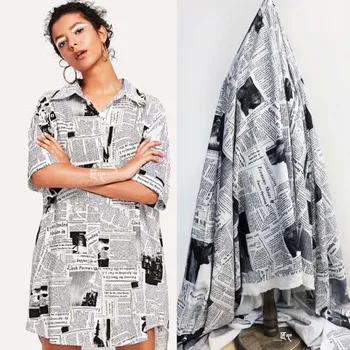 Orijinal gazete graffiti dikiş karalanmış harfler desen gömlek rüzgarlık ceket moda high-end kumaş tasarımcısı kumaş