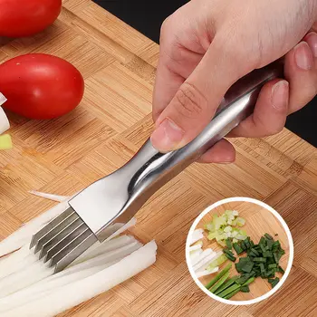 Paslanmaz Çelik soğan dilimleyici Pırasa Dilimleme Bıçağı Mutfak Aksesuarları Soğan Sarımsak Dilimleme Sebze Meyve Araçları Sarımsak Kıyıcı