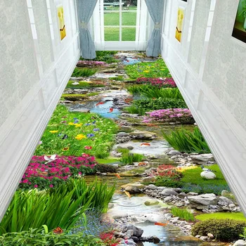 Pastoral Çiçek Koridor Koridor Halı Bitki Oturma Odası Halı Çim Yolu Salonu Alan Kilim Yatak Odası Halı Yeşil Yaprak Mutfak Banyo Paspas