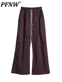 PFNW 2023 Yeni Geniş Bacak Düz Pantolon Moda Uzun Pantolon Avrupa Amerikan Darkswear Kasık Ön Fermuar Tulum 12A5650
