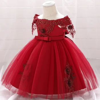Prenses Bebek Giysileri Yenidoğan Çiçek İnci Bez Bebek Kız Bebe Birthstone Elbiseler Düğün Parti İçin 1 2 Yıl детские веги