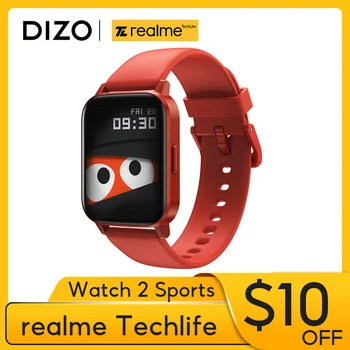 realme için Techlife DIZO İzle 2 Spor akıllı saat 1.69 inç Dokunmatik Ekran Su Geçirmez Bluetooth Smartwatch Erkekler Kadınlar Kırmızı