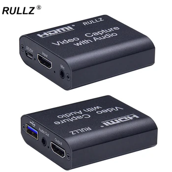 Rullz 4K 1080P HDMI USB 2.0 3.0 Video Yakalama Kartı Döngü Ses Çıkışı Mic Oyun Kayıt Kutusu PC Canlı Akış Yayını Plaka
