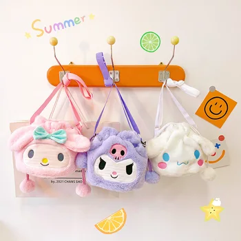 Sanrio Kızlar Peluş Crossbag Çanta Karikatür Hello Kitty Kuromi Benim Melody Tarçın Dolması Oyuncaklar Büyük Kapasiteli omuzdan askili çanta Kadınlar için