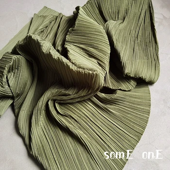Sert Pilili Kumaş Palmiye Yeşil Miyake issey Miyake Kat DIY Sanat Boyama Düğün Dekor Patchwork Pantolon Etek Elbise Giysi Tasarımcısı Kumaş