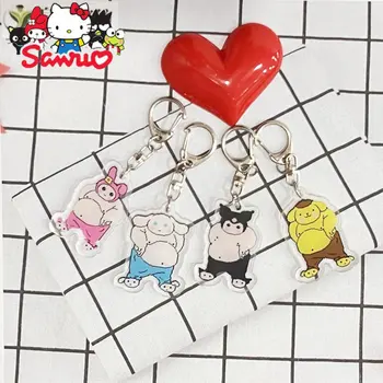 Sevimli Sanrio Melodi Kuromi Hello Kitty Cinnamoroll Anahtarlık Yağ Kulomi Anahtar halka kolye Akrilik Anahtarlık Yüzük DIY Aksesuarları