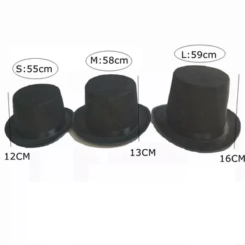 Siyah Üst Şapka Büyücü Gerçekleştirilen Şapka Caz Sahne Performansları için Kadın Erkek Parti Fedora Şapka