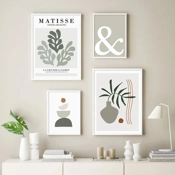 Soyut Geometri Matisse Sergi Yaprak Bitki Posterler Tuval Boyama Duvar sanat baskı Resimleri ıçin Oturma Odası Ev Dekorasyon