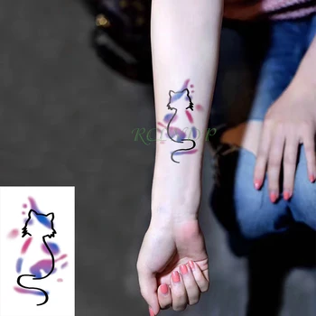Su geçirmez Geçici Dövme Etiket vücut kedi dövmeler karikatür dövme çıkartma flaş dövme sahte dövmeler kız çocuklar için çocuk