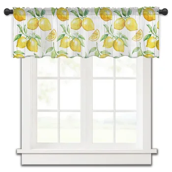 Suluboya Limon Meyve Beyaz Sarı Sırf Perdeleri Kısa Perdeler Oturma Odası için Vual Tül Pencere Örtüsü Mutfak Yatak Odası için