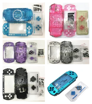 Tam Konut Shell Kılıf Faceplate Kılıf Tamir Parçaları Sony PSP 3000 için PSP3000 Konsolu Siyah Mavi Mor Gümüş Düğme Kiti