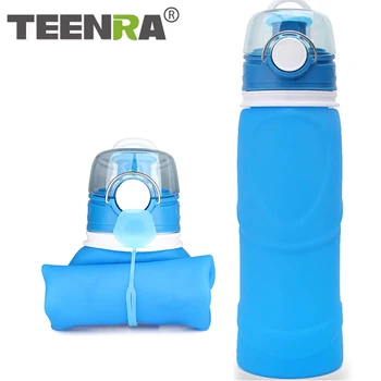 TEENRA 550 ML katlanabilir silikon su şişesi silikon katlanır su ısıtıcısı açık spor su şişesi kamp seyahat koşu şişe