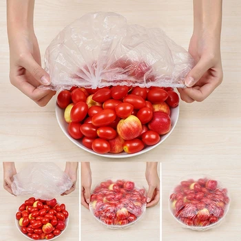 Tek kullanımlık yemek örtüsü Dayanıklı Plastik Wrap Plastik Gıda Meyve Koruyucu Kapak Kaseler Depolama Mutfak Çevre Taze Tutma Çantası