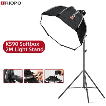 Trıopo 90cm Speedlite Taşınabilir Sekizgen şemsiye Softbox+2M 1/4 Vida ışık standı Tripod takım elbise Godox Speedlite flaş ışığı