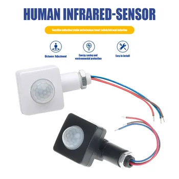 Ultra ince LED projektör PIR Hareket sensör dedektörü su geçirmez Açık 85-265V IP65 Hareket Sensörü Ayarlanabilir PIR Anahtarı 10mm