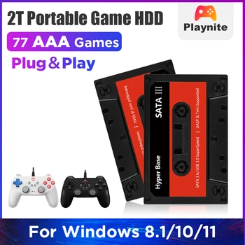Windows için Taşınabilir 2T Harici Sabit Disk Playnite 500G Oyun hdd'si 8.1/10/11 Dahili 77 AAA Oyunları İçin PS4 / PS3 / PS2 / Wİİ / PS1 / PSP