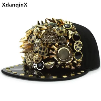 XdanqinX Yeni Kişilik Eğilim Hip Hop Kapaklar Erkekler Kadınlar İçin Yenilik Headdress Dekorasyon Düz Ağız Kap Ayarlanabilir Boyutu Çift Şapka