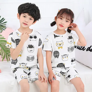 Yaz Pamuk Pijama Infantil Kısa kollu Bebek Kız Giysileri Takım Elbise Karikatür Çocuk Giyim çocuk pijamaları Yürümeye Başlayan Çocuk Pijama